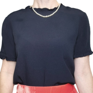 Size XS-S Blouse Pull over style short sleeves High neck Black color KATE SPADE